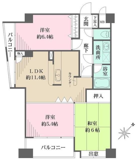 ソレイユ雪谷(3LDK/3階)の間取り写真