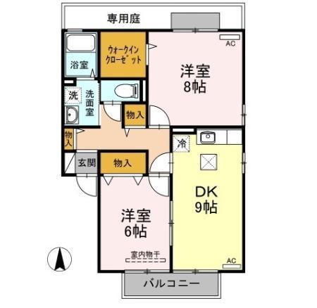 STREAM VILLAGE A棟(2DK/2階)の間取り写真