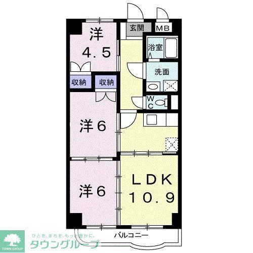 高砂Uハイツ(3LDK/1階)の間取り写真