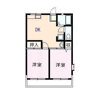 シティハイムアンダンテ(2DK/1階)の間取り写真