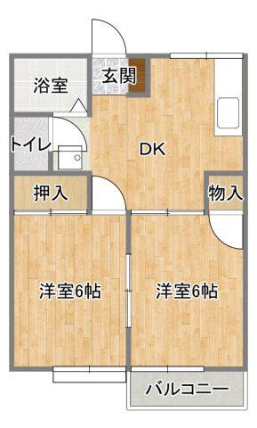 グリーン(2DK/2階)の間取り写真