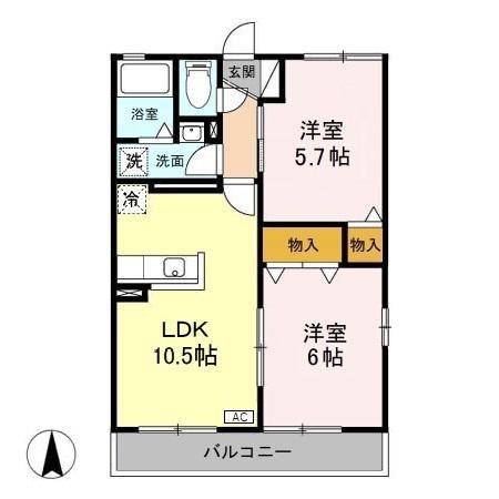 セジュール余川(2LDK/3階)の間取り写真