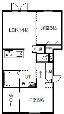 CASA-I HIGASHIKAWA I(2LDK/1階)の間取り写真