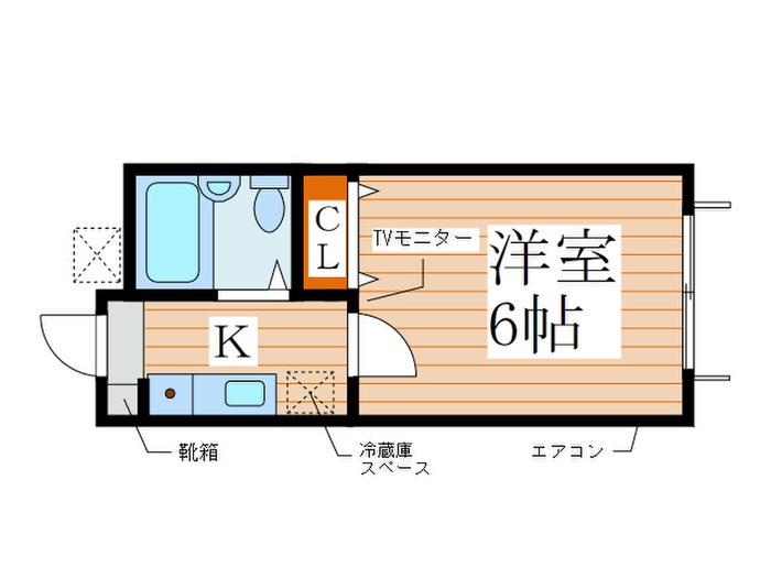 ハーモニーII(1K/2階)の間取り写真