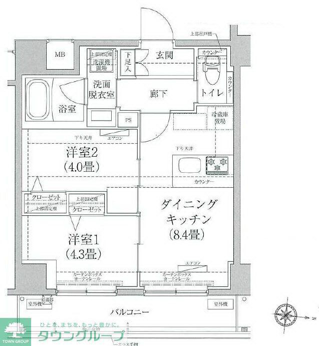 ティモーネグランデ錦糸町(2DK/3階)の間取り写真