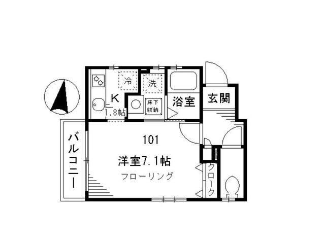 パステロ桜新町(1K/1階)の間取り写真