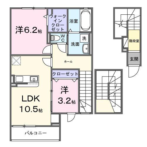 エターナル アルバ(2LDK/3階)の間取り写真