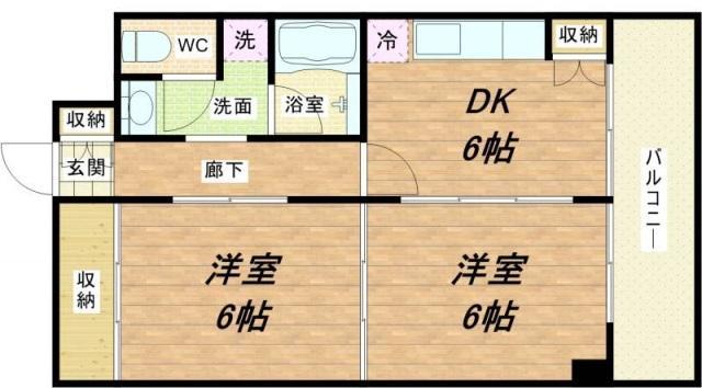 上三青山ハイツ(2DK/9階)の間取り写真