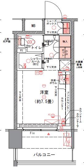 コムレジ赤羽 社会人棟(ワンルーム/2階)の間取り写真