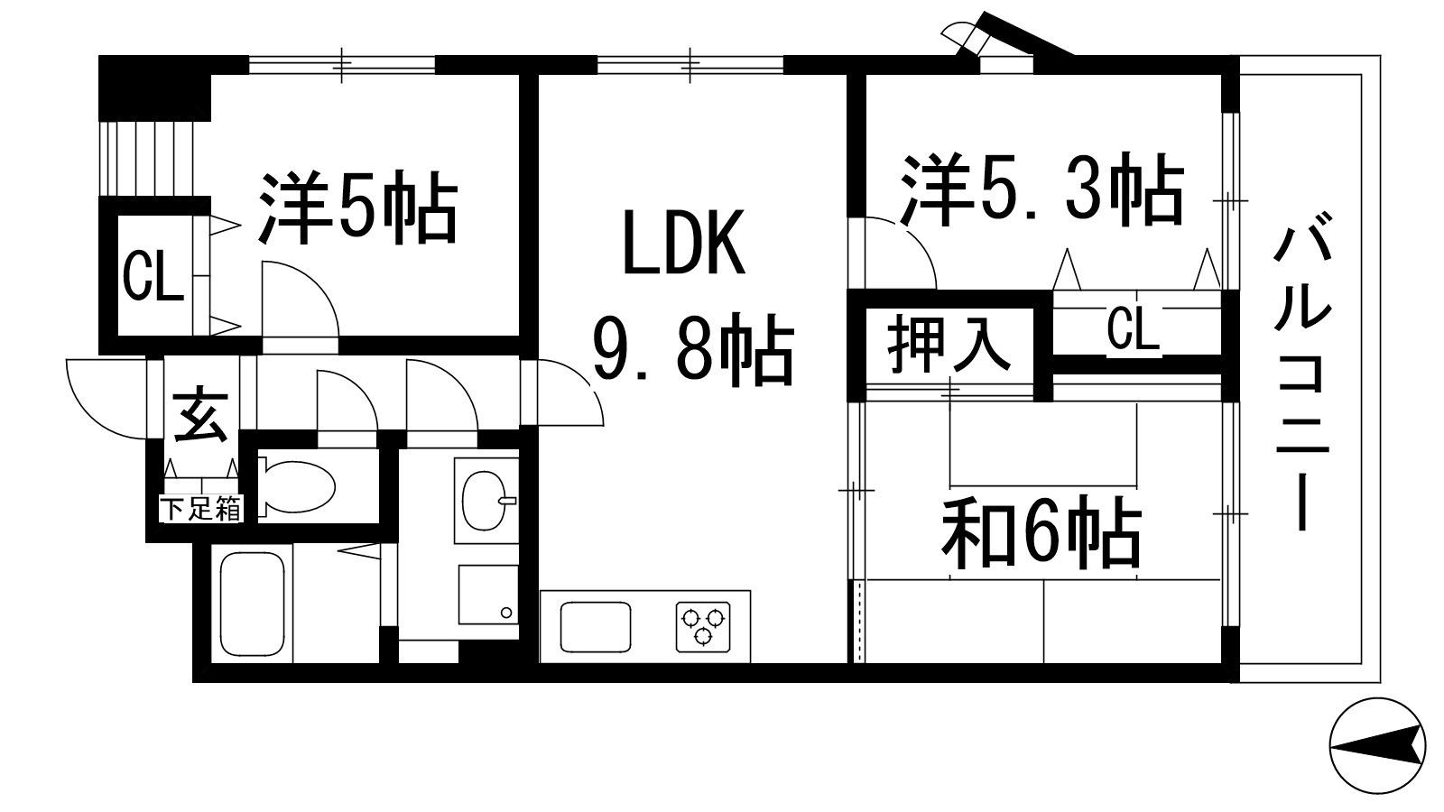 翠生園マンション(3LDK/4階)の間取り写真