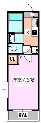 メゾンルミエール(1K/2階)の間取り写真