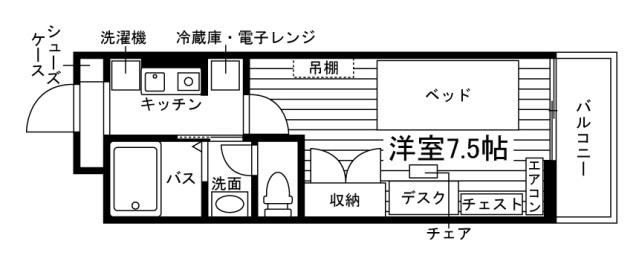 学生会館 UNI EMEAL 富山大学前(1K/2階)の間取り写真