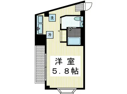 ガーデンヒルズ向ヶ丘(1K/2階)の間取り写真