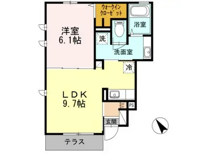 SUNRISE大井町(1LDK/1階)の間取り写真