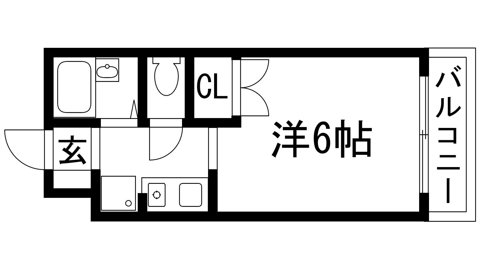 ジュネス売布(1K/3階)の間取り写真