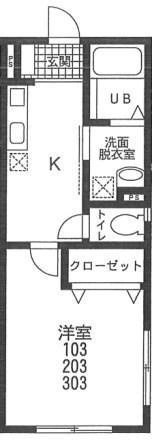 プランドール谷塚(1K/1階)の間取り写真