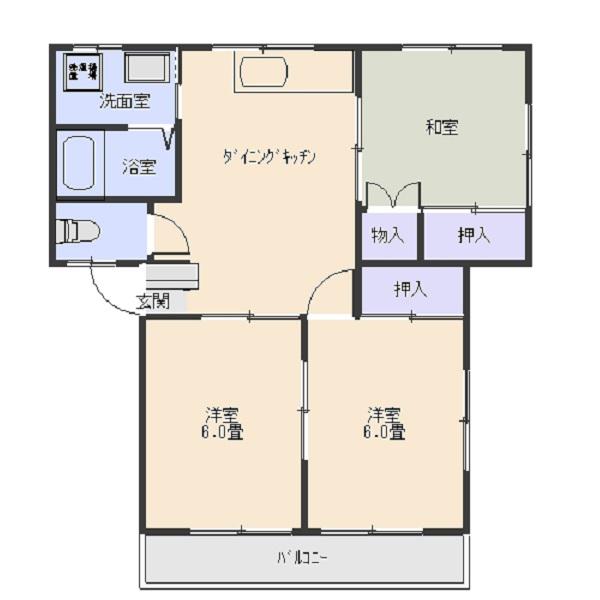品川ハイツB(3LDK/2階)の間取り写真