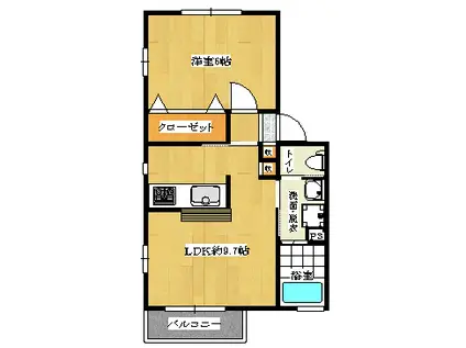ルールマランA棟102(1LDK/1階)の間取り写真