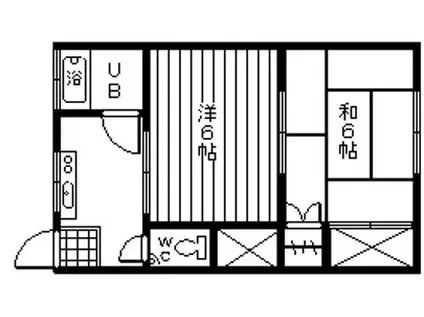 ホワイトハイツ(2K/1階)の間取り写真