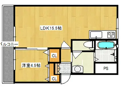 ハイムあつみ(1LDK/2階)の間取り写真