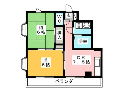 サニーハウス萩原(2DK/2階)の間取り写真