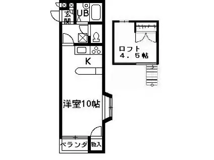 ドルフィン前橋北(1K/2階)の間取り写真