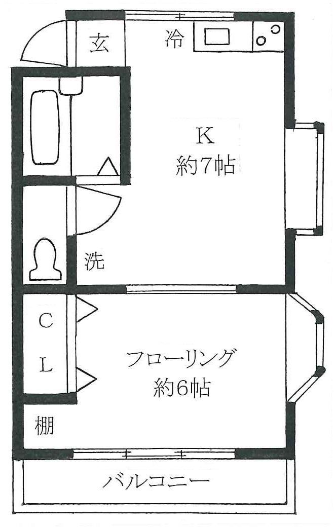 ハイツフィルド(1DK/2階)の間取り写真