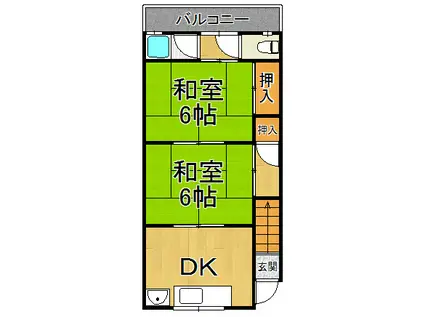 栄荘(2DK/2階)の間取り写真