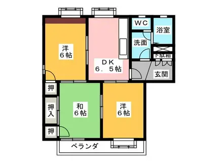 コーポラス石神G(3DK/1階)の間取り写真