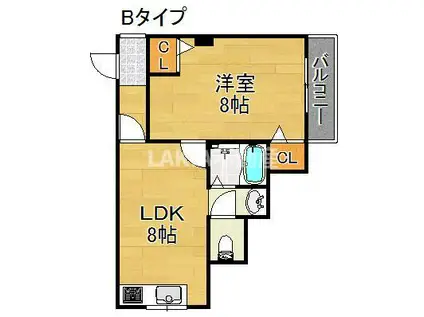 KIRISHIMAハイツ(1LDK/3階)の間取り写真