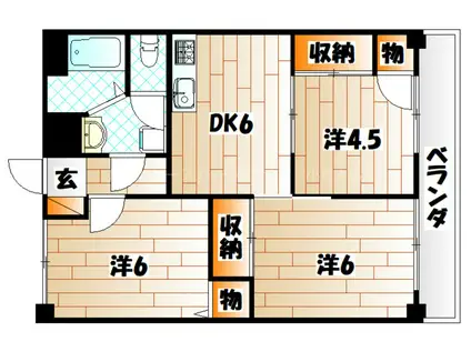 ガーデンコート井堀(3DK/9階)の間取り写真