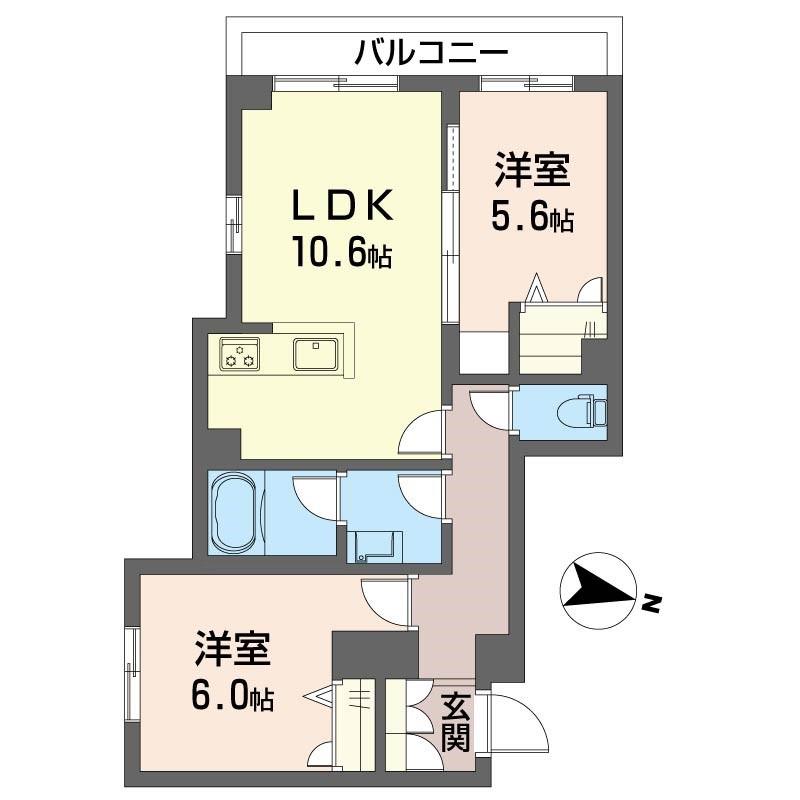 バンクサワーII(2LDK/2階)の間取り写真