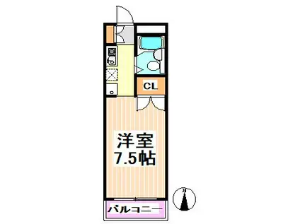 メゾン宝来(ワンルーム/2階)の間取り写真