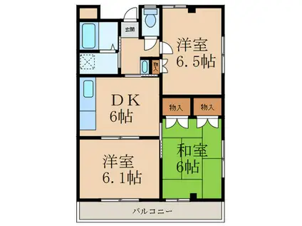 シャトー・ド・ファミーユI(3DK/3階)の間取り写真
