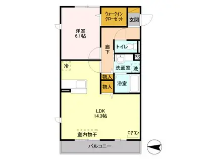 セントラル パル武蔵浦和(1LDK/3階)の間取り写真