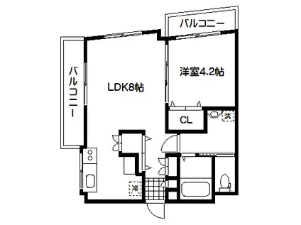 ビラ松井(1LDK/3階)の間取り写真