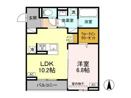 D-ROOM ET宮城野区栄2丁目(1LDK/3階)の間取り写真