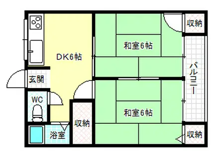 コーポタカセ(2DK/2階)の間取り写真