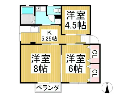 シティハイムK&M(3K/1階)の間取り写真
