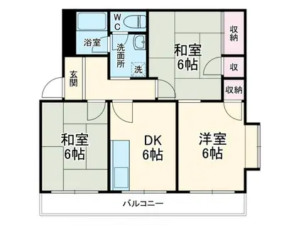 ＪＲ東海道本線 浜松駅 徒歩48分 3階建 築36年(3DK/3階)の間取り写真