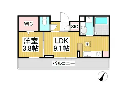 ミニョンサンクチノ(1LDK/3階)の間取り写真