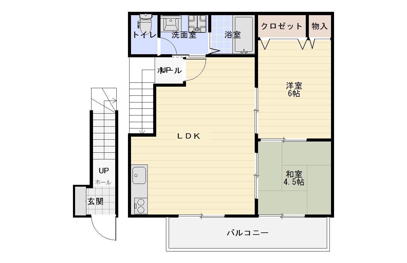 ローズコート阿部A(2LDK/2階)の間取り写真