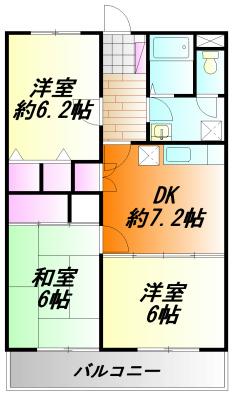 セレス岩原(3DK/2階)の間取り写真