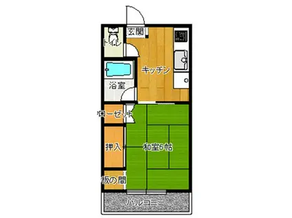 コーポ白樺(1K/2階)の間取り写真