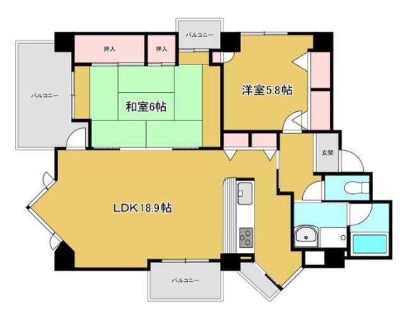 モンテビラしかま(2LDK/6階)の間取り写真
