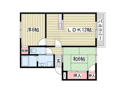 パセオ広畑I(2LDK/2階)の間取り写真