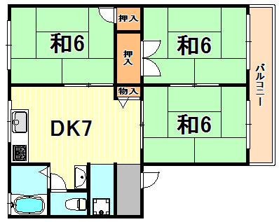 王塚公園ハイツ(3DK/2階)の間取り写真