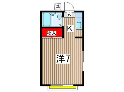 ハウス岡部(1K/2階)の間取り写真