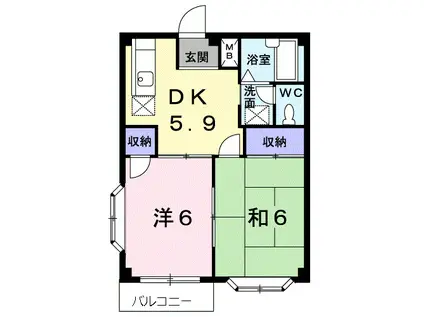 エルディムT.K赤石(2DK/2階)の間取り写真