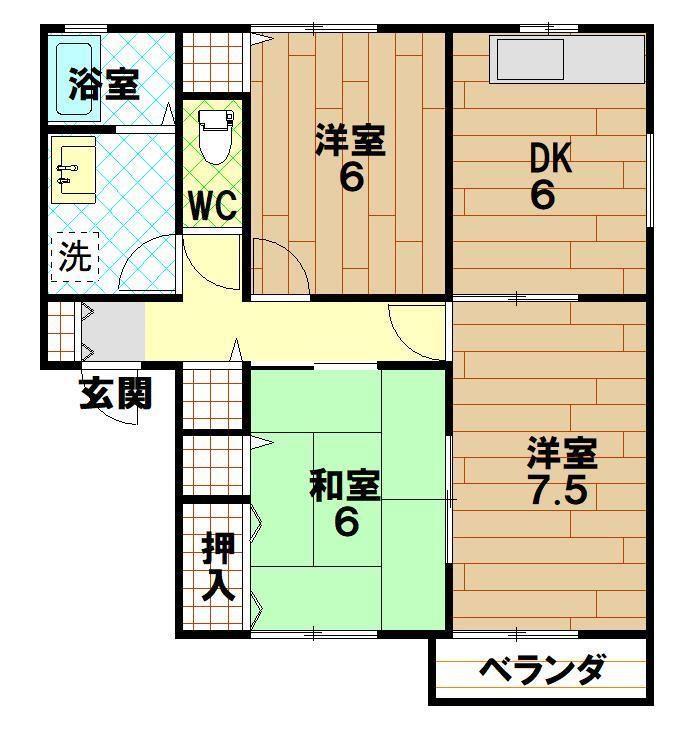 シェモア元町A棟(3DK/2階)の間取り写真